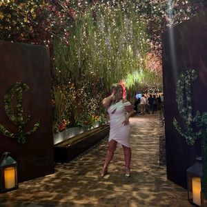 Lavish Alice Octavia one shoulder cut out midi dress size 10 color white